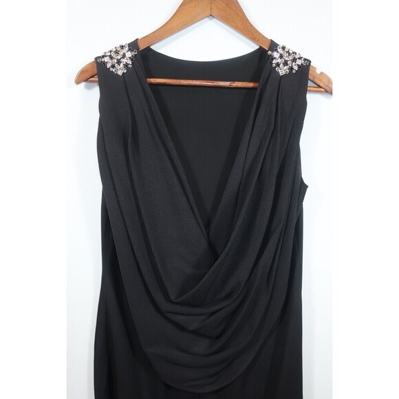 Vintage Adrienne Vittadini Black Open Back & Rhinestone Dress Class LBD Size 8 - Picture 1 of 10